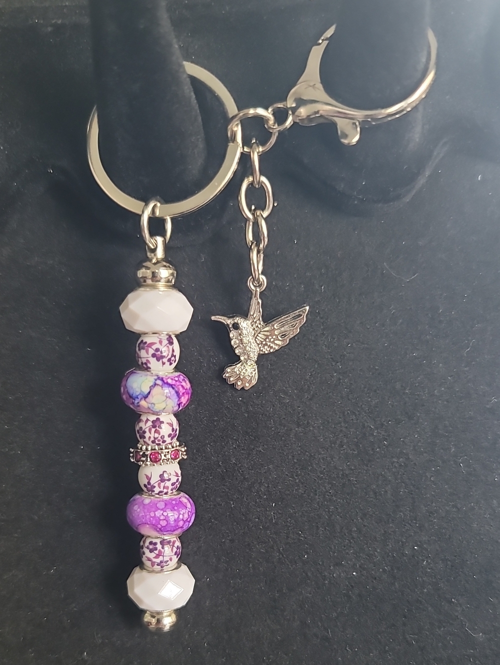 Beaded Hummingbird Keychain
